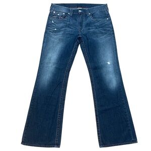 Vintage True Religion Jeans Men 36x34 Bootcut Flap Pockets Made in USA Flag Stch